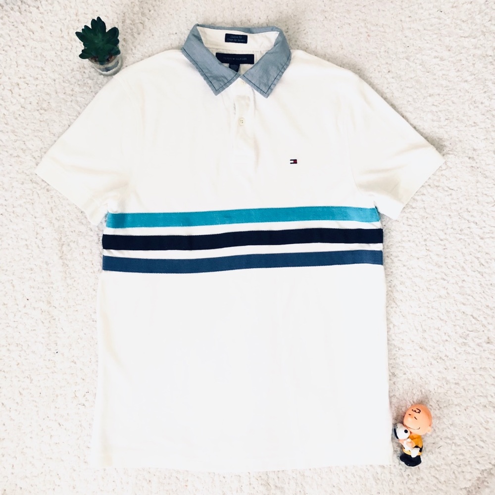 Tommy Hilfiger Custom Fit White Polo Shirt Medium